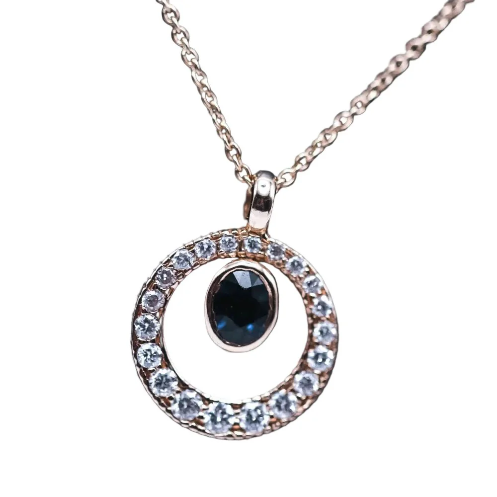 Collier Pendentif en or bleu, saphir et diamants - Image 3