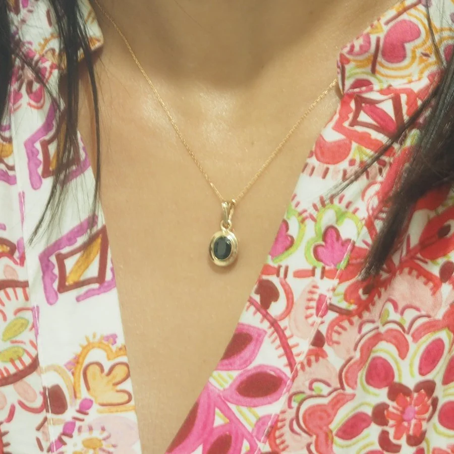 Collier Pendentif en jaune et saphir - Image 7