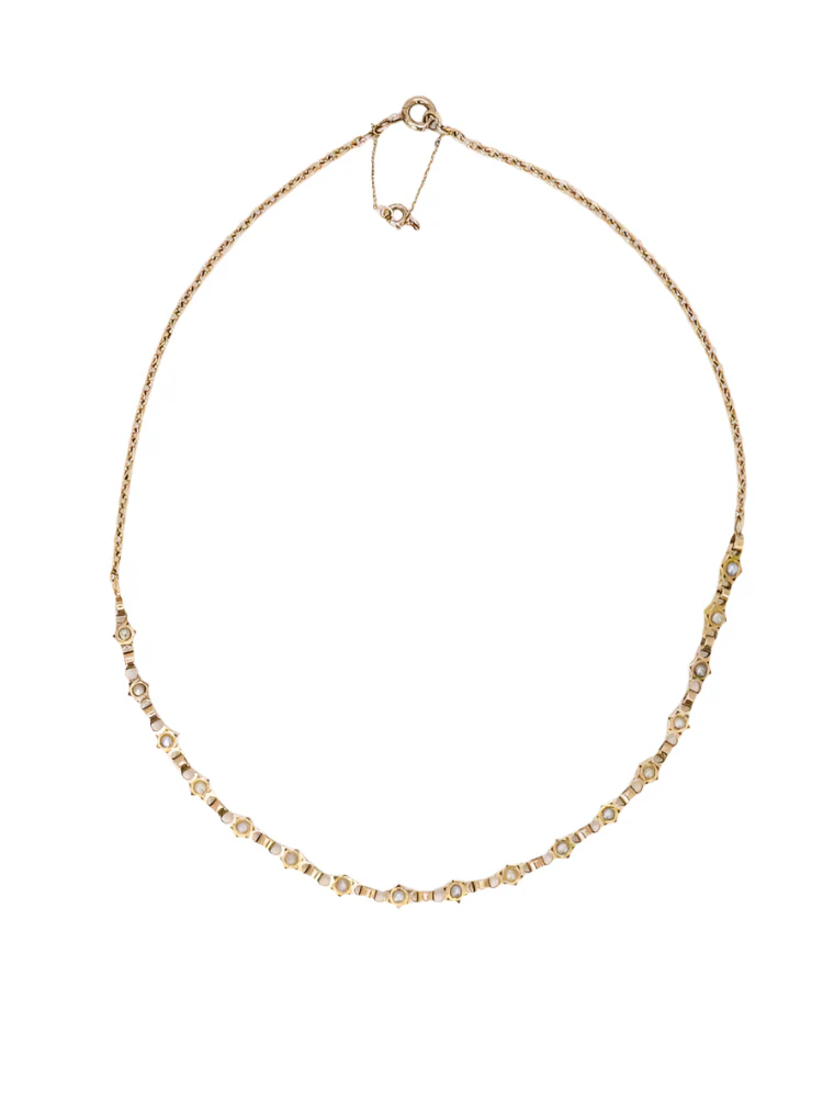 GEORGES BRUNET - Collier Napoléon III or jaune diamants perles fines - Image 8