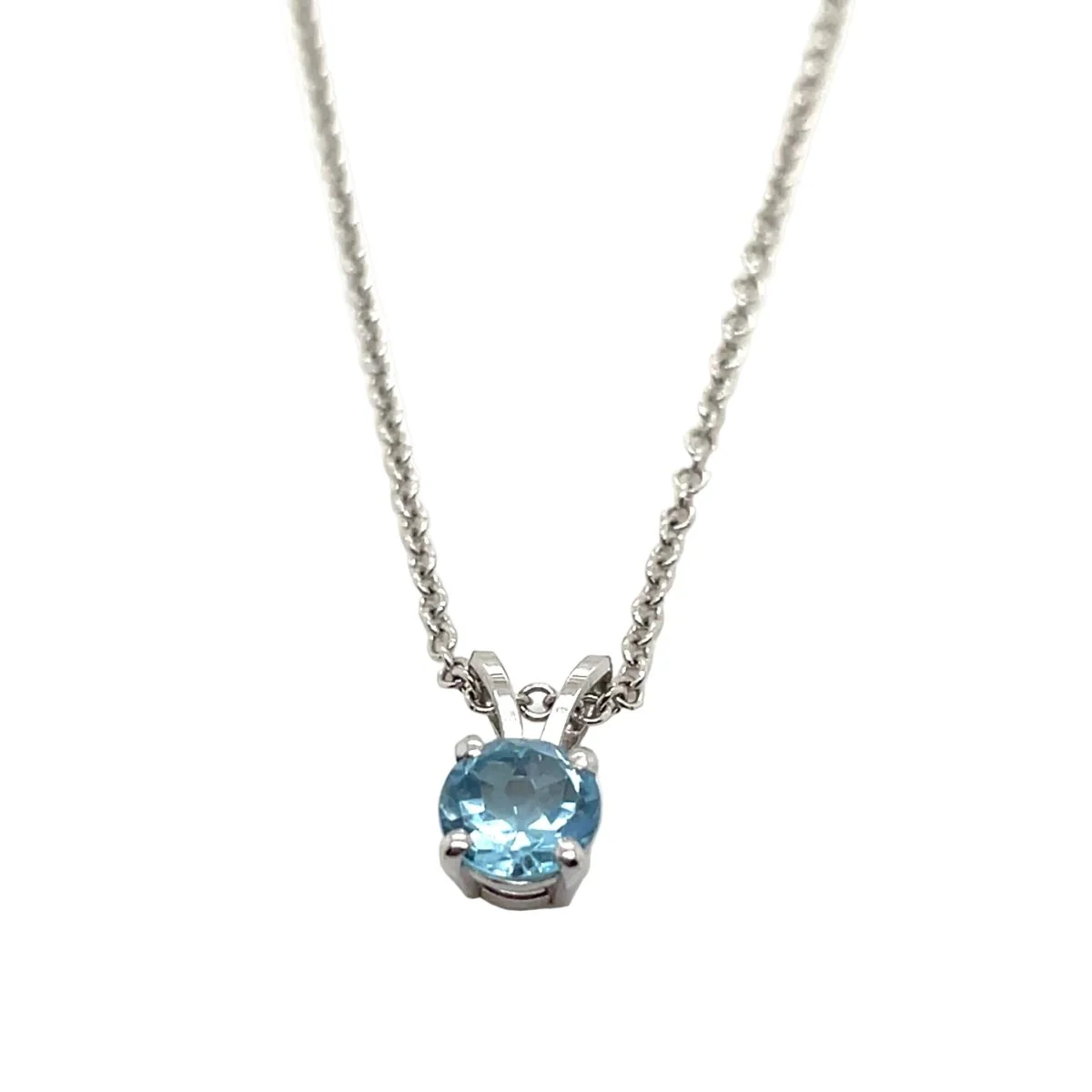 Collier Pendentif GUY BARUCH en or blanc et aigue-marine
