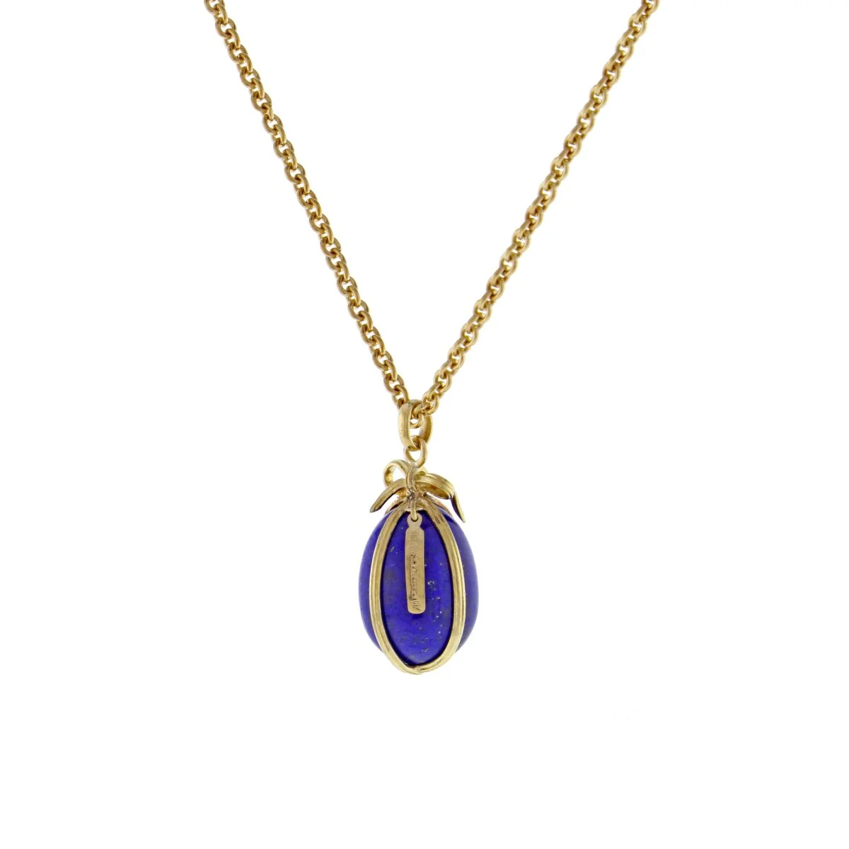 Collier Pendentif TIFFANY & CO. par JEAN SCHLUMBERGER Oeuf en or jaune et lapis lazuli