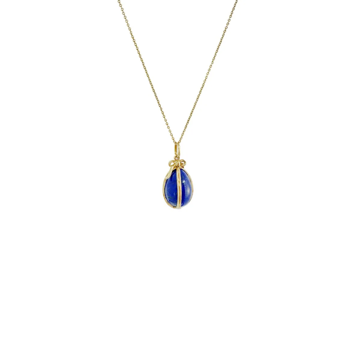 Collier Pendentif TIFFANY & CO. par JEAN SCHLUMBERGER Oeuf en or jaune et lapis lazuli - Image 3