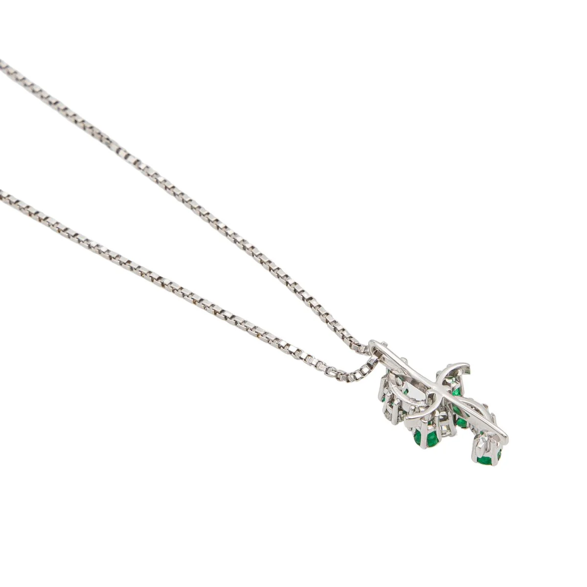 Collier Pendentif Or Blanc Emeraude - Image 6