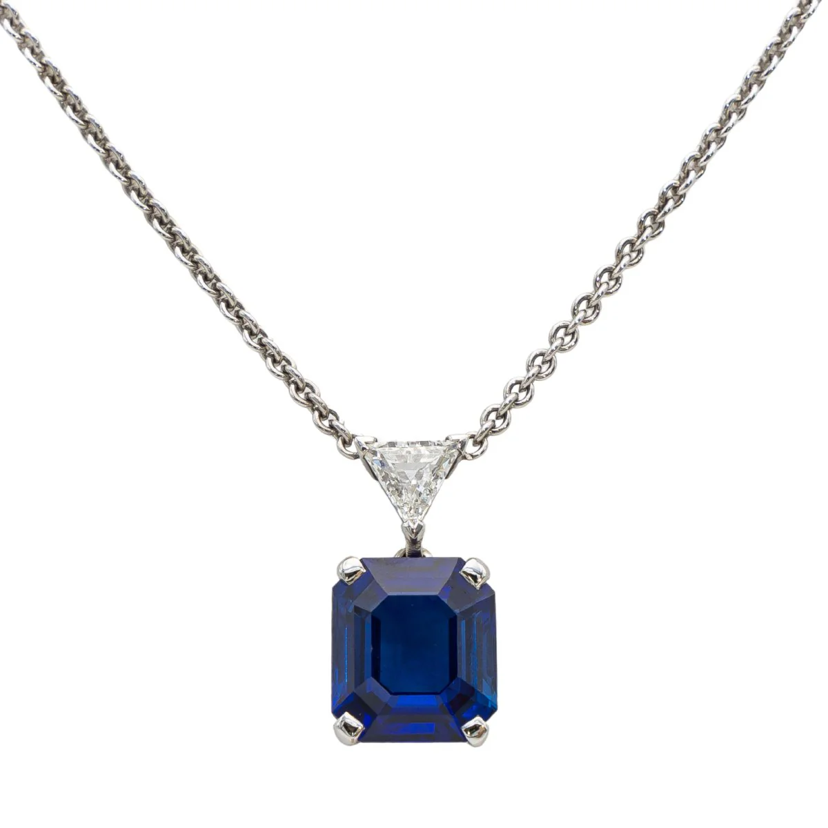 Collier Pendentif Or blanc Saphir