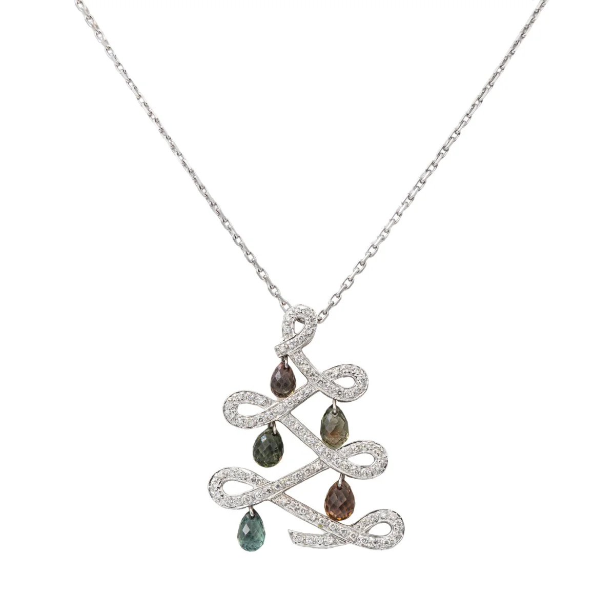 Collier pendentif en or blanc et diamants - Image 3
