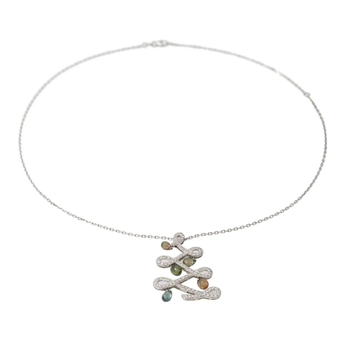 Collier pendentif en or blanc et diamants - Image 6