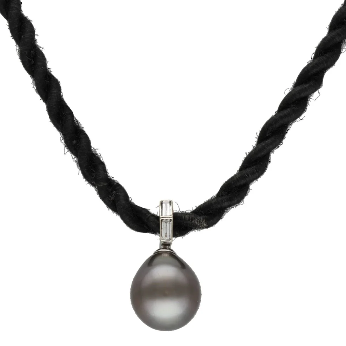 Collier Pendentif en or blanc, perle et diamants