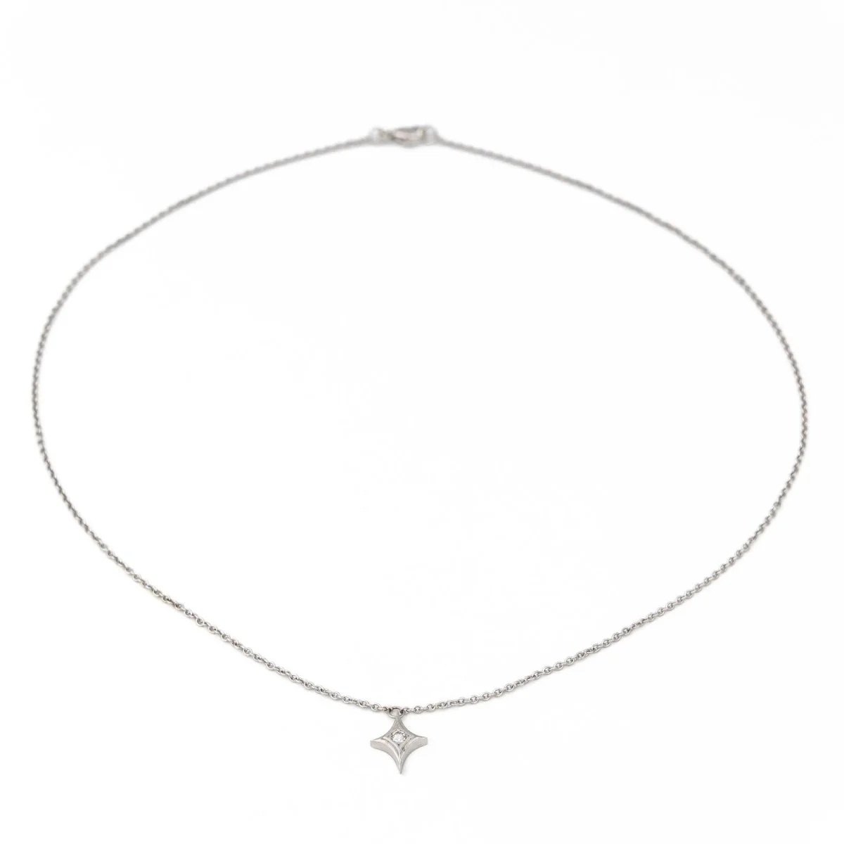 Collier Pendentif étincelle en platine et diamants - Image 2