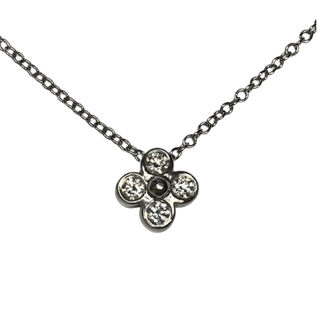 Collier Pendentif TIFFANY & CO. "Trèfle" en platine et diamants