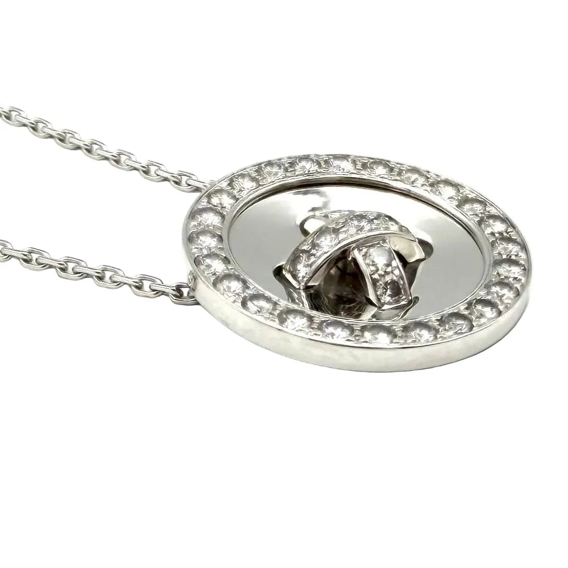 Collier Pendentif VAN CLEEF & ARPELS "Boutonnière" en or blanc et diamants - Image 4