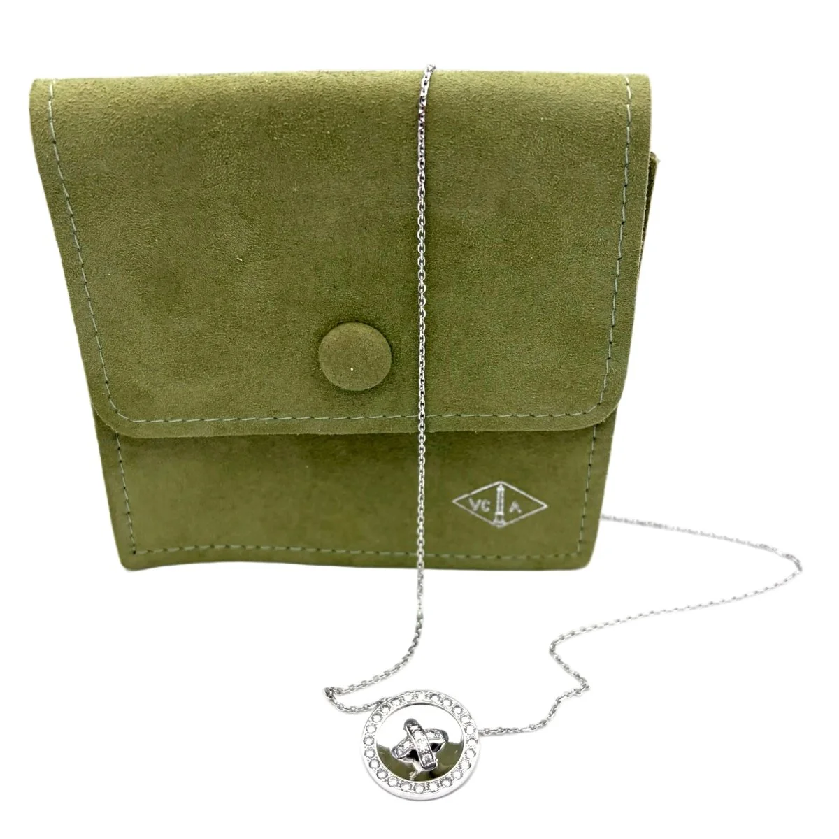Collier Pendentif VAN CLEEF & ARPELS "Boutonnière" en or blanc et diamants - Image 7