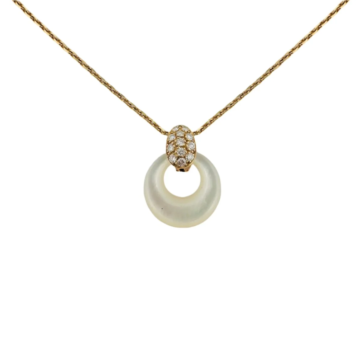 Collier Pendentif VAN CLEEF & ARPELS en or jaune, turquoise, nacre et diamants - Image 4