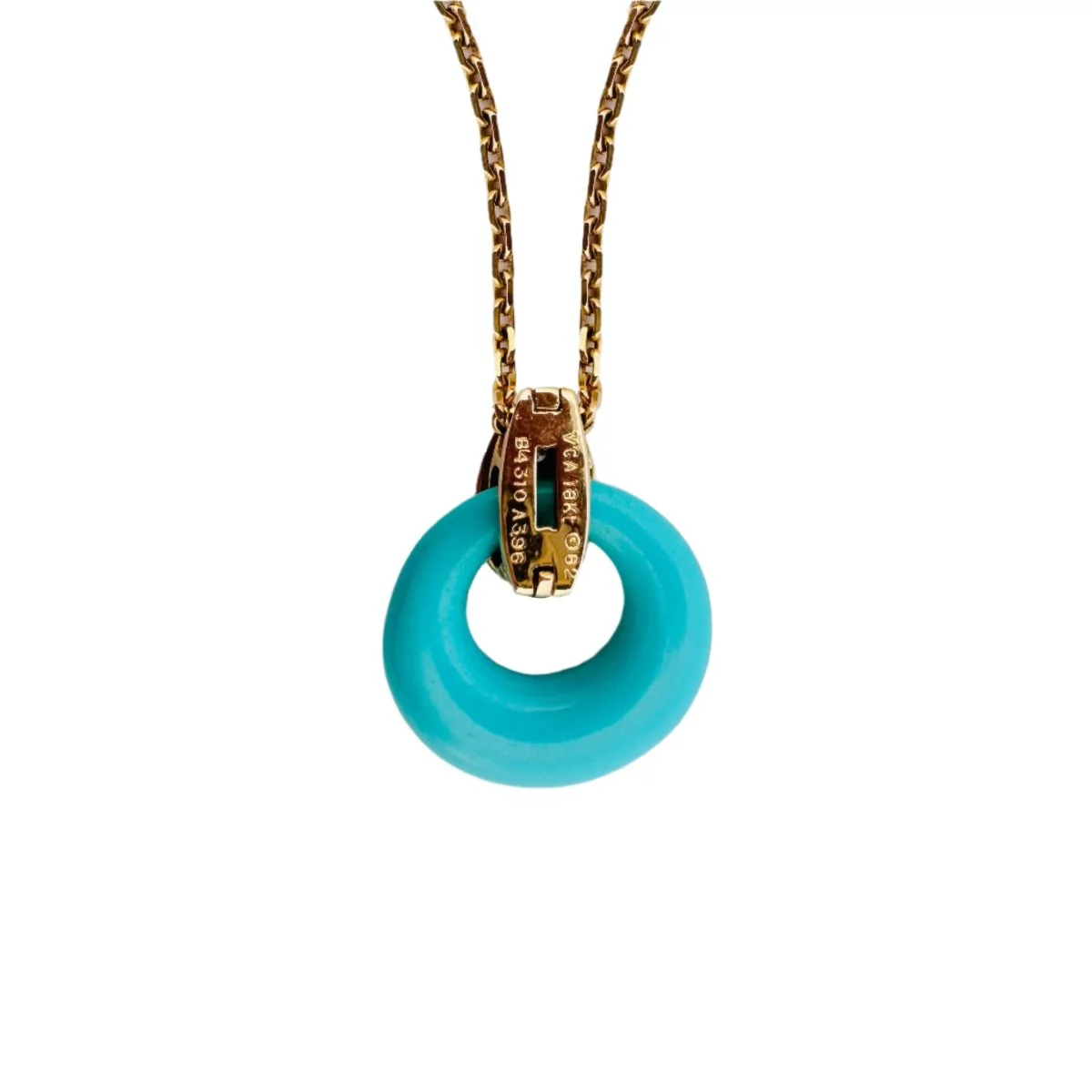 Collier Pendentif VAN CLEEF & ARPELS en or jaune, turquoise, nacre et diamants - Image 6