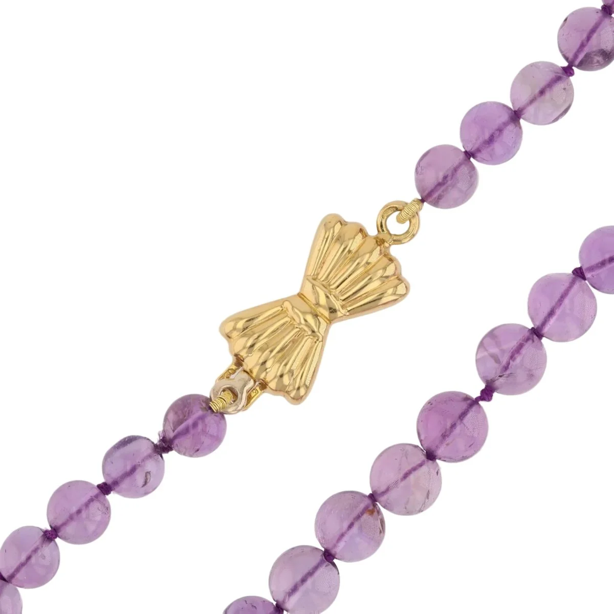 Collier Perles en or jaune et améthyste - Image 3