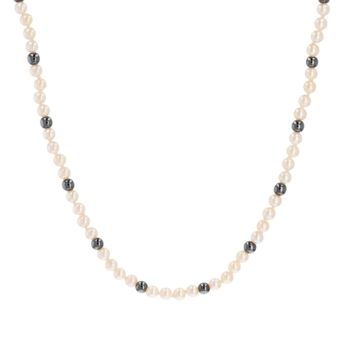 Collier Perles en or jaune et hématite