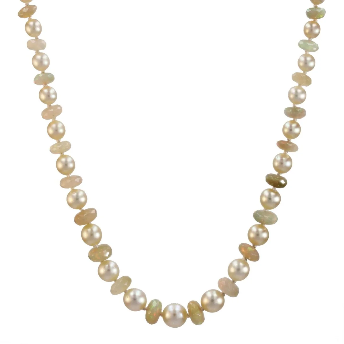 Collier Perles en or blanc, opales, perles et diamants
