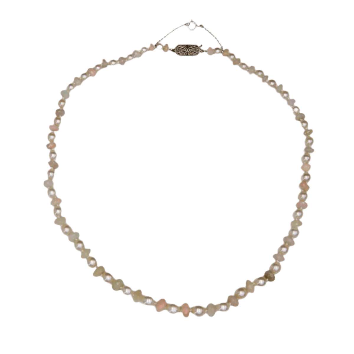 Collier Perles en or blanc, opales, perles et diamants - Image 3
