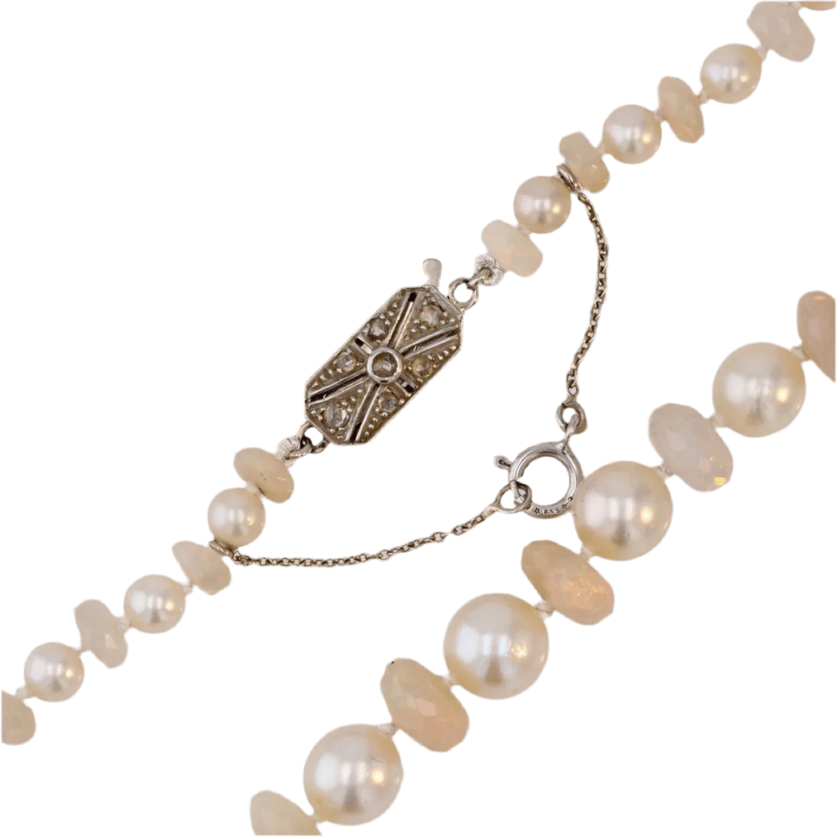 Collier Perles en or blanc, opales, perles et diamants - Image 4