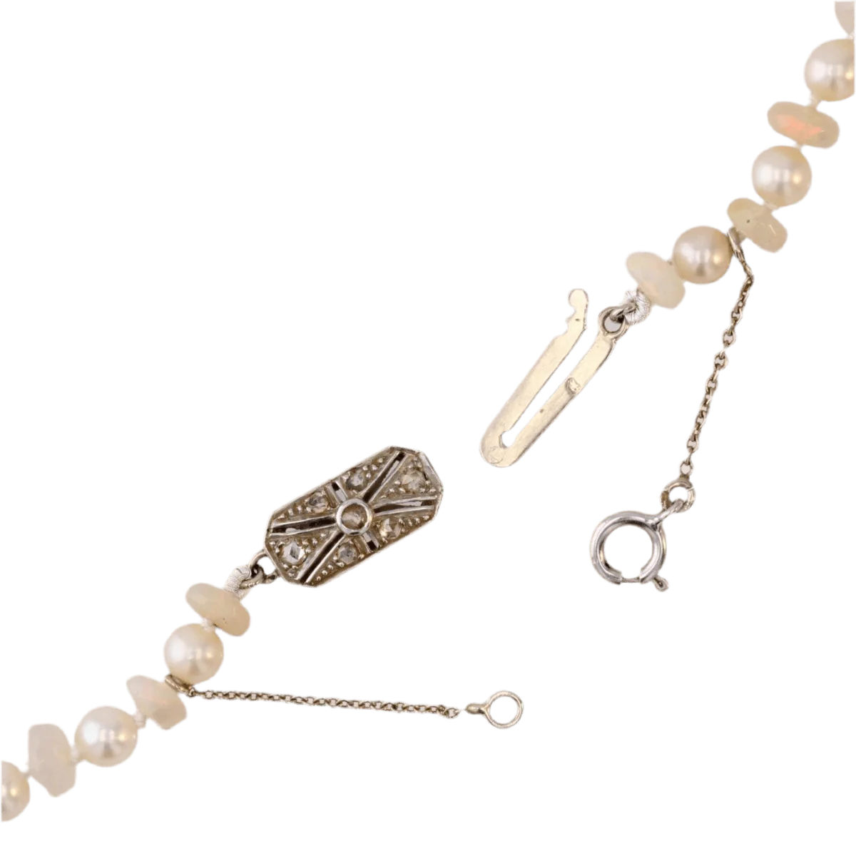 Collier Perles en or blanc, opales, perles et diamants - Image 5