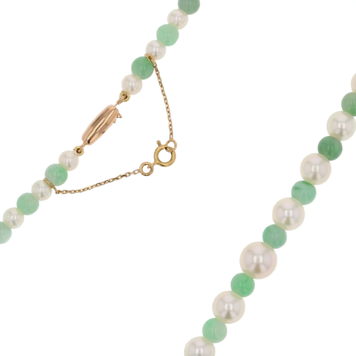 Collier Perles en or rose et jade - Image 4