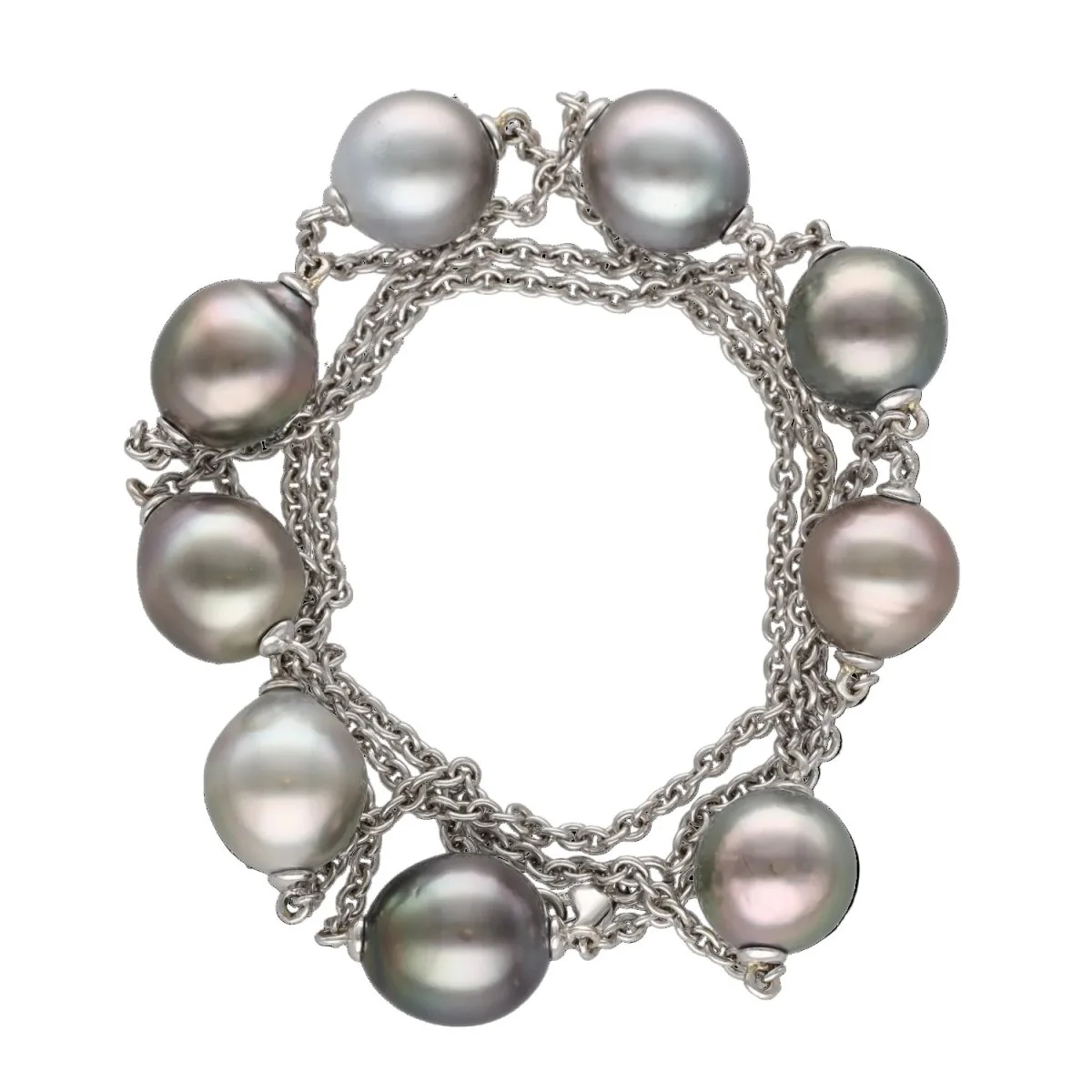 Collier en or blanc et perles