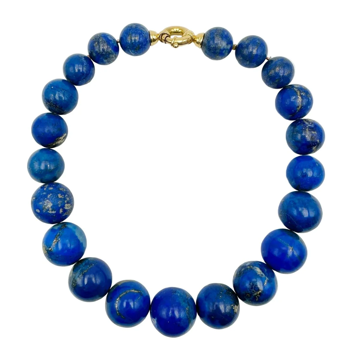 Collier Perles or jaune et lapis-lazuli