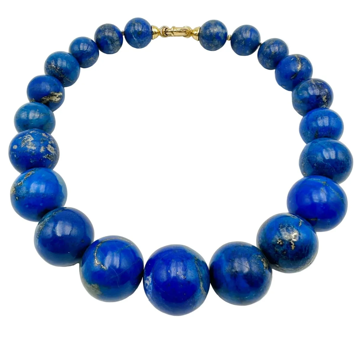 Collier Perles or jaune et lapis-lazuli - Image 2