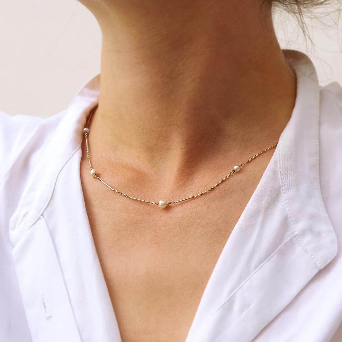 Collier Perles en or blanc - Image 2