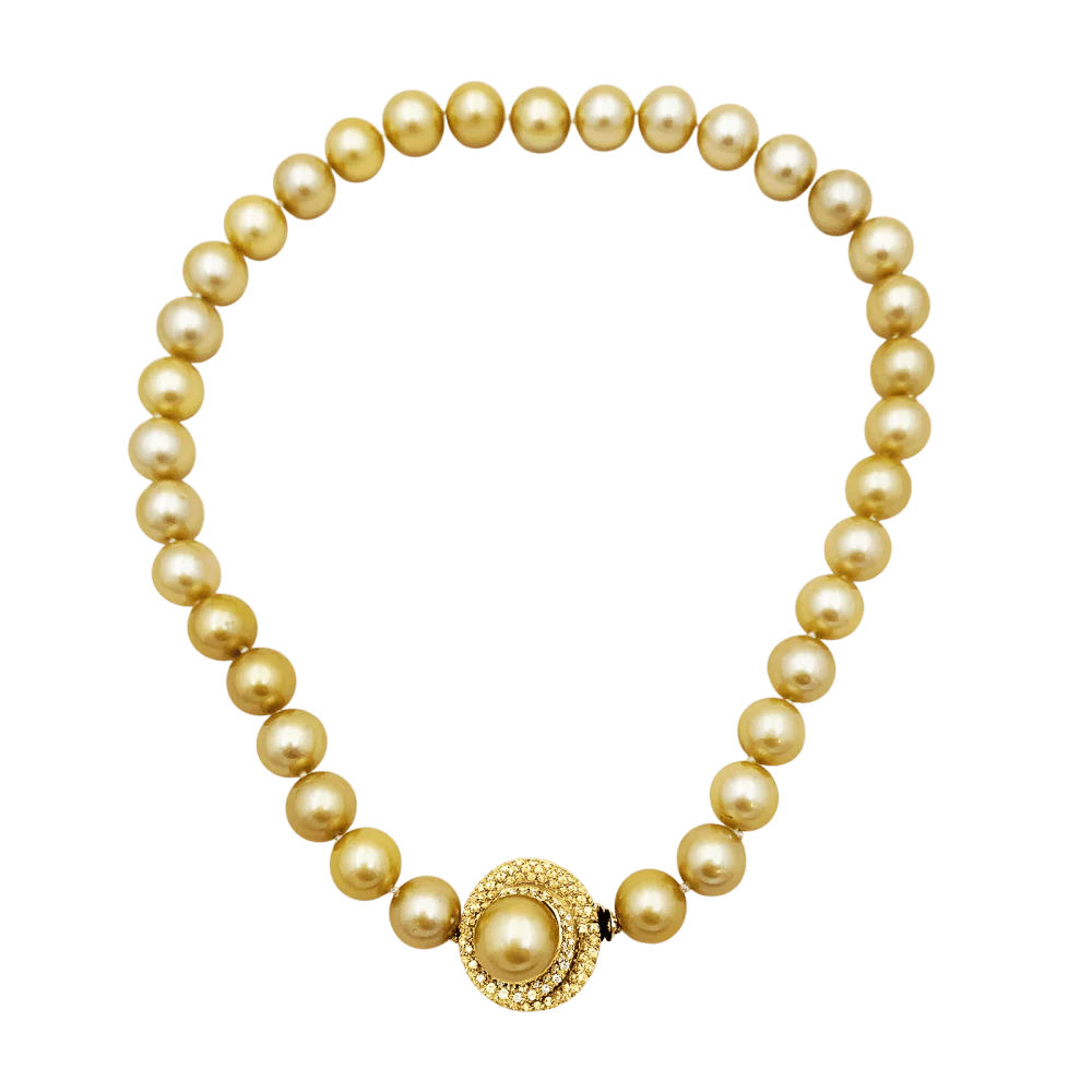 Collier Perles en or jaune, saphirs et diamants - Image 3