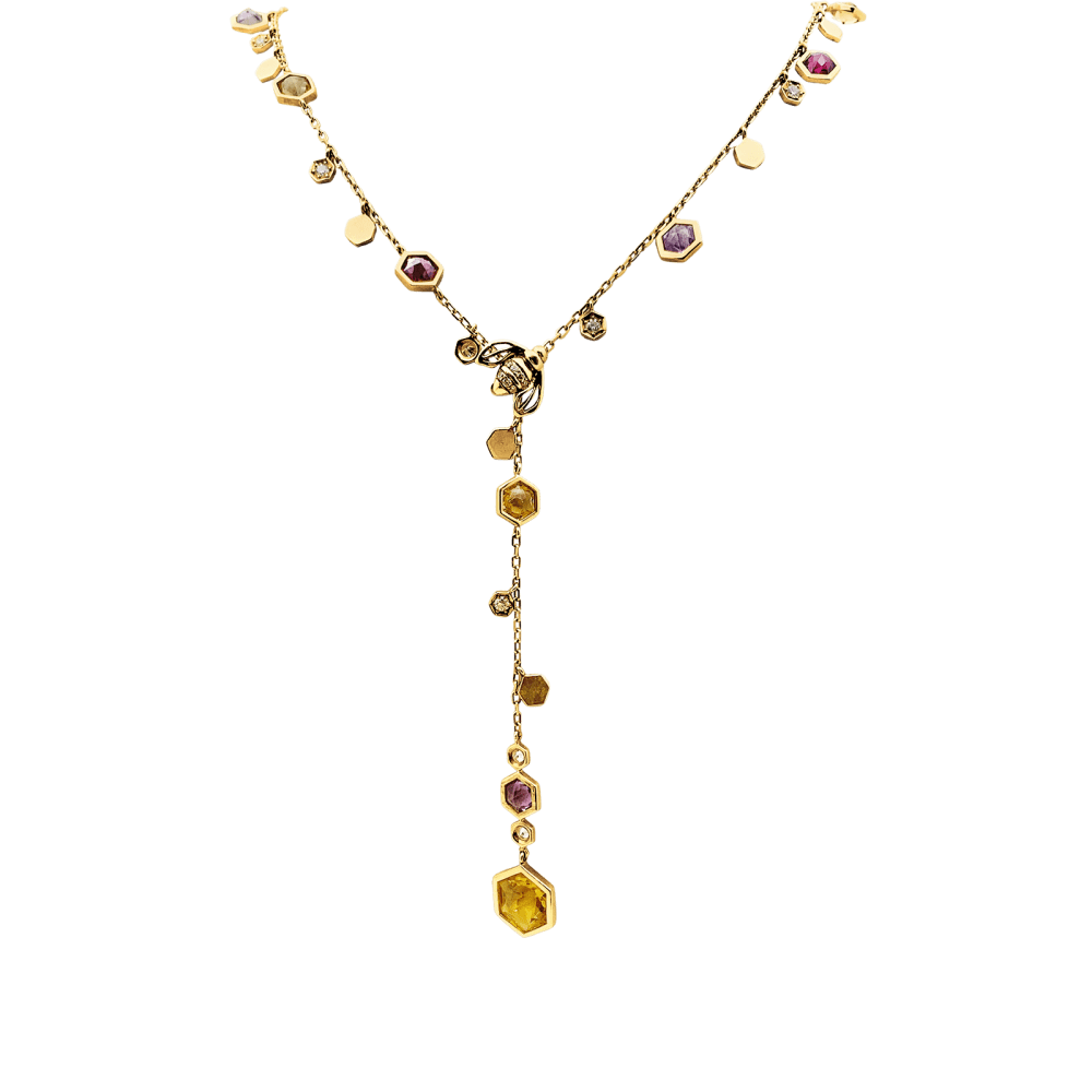 Collier Cravate PIAGET "Magic Garden Limelight" en or jaune, améthystes, citrines, grenats et diamants