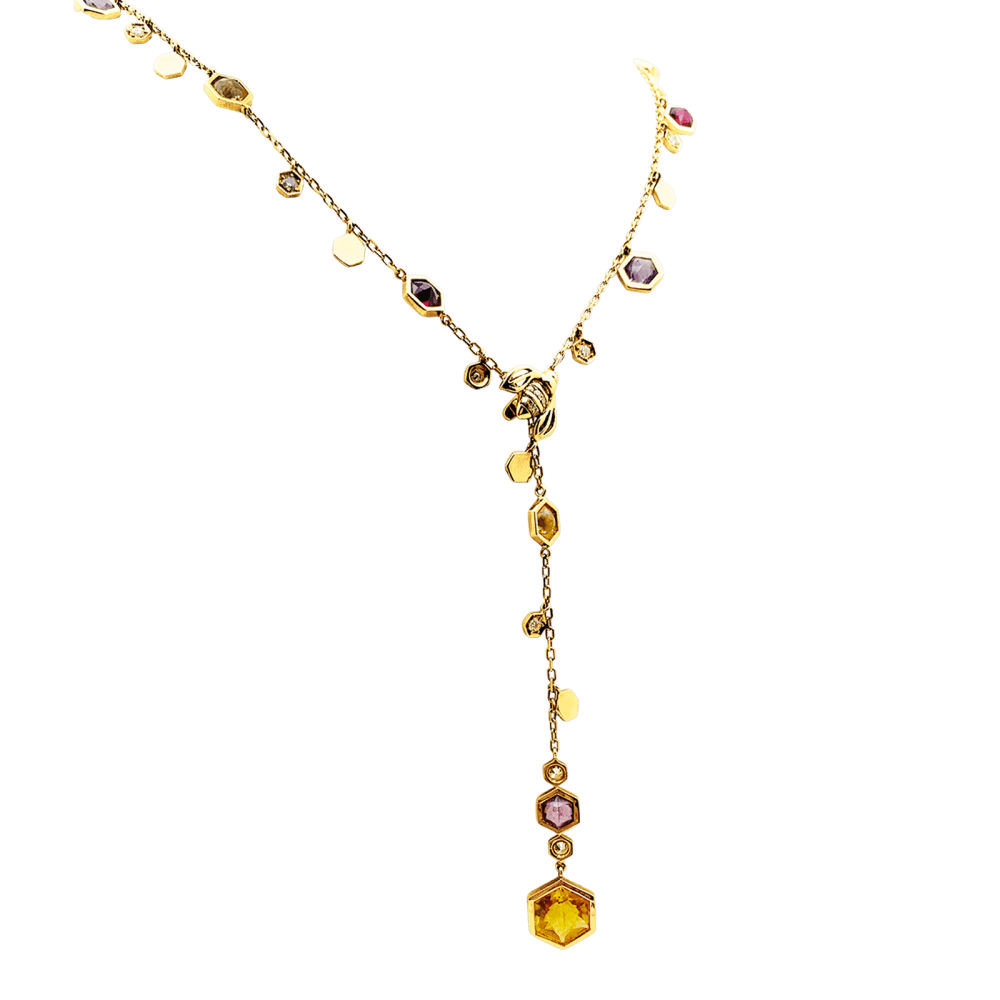 Collier Cravate PIAGET "Magic Garden Limelight" en or jaune, améthystes, citrines, grenats et diamants - Image 4