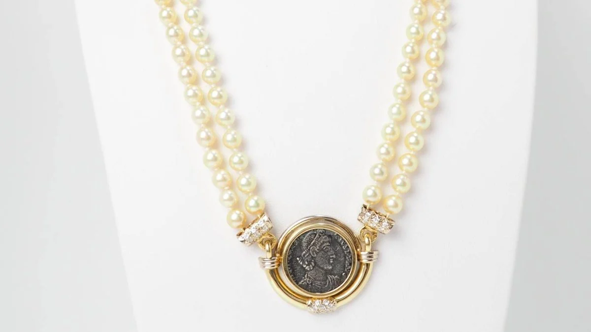 Collier pièce de constance II, perle de culture et diamants en or jaune - Image 2