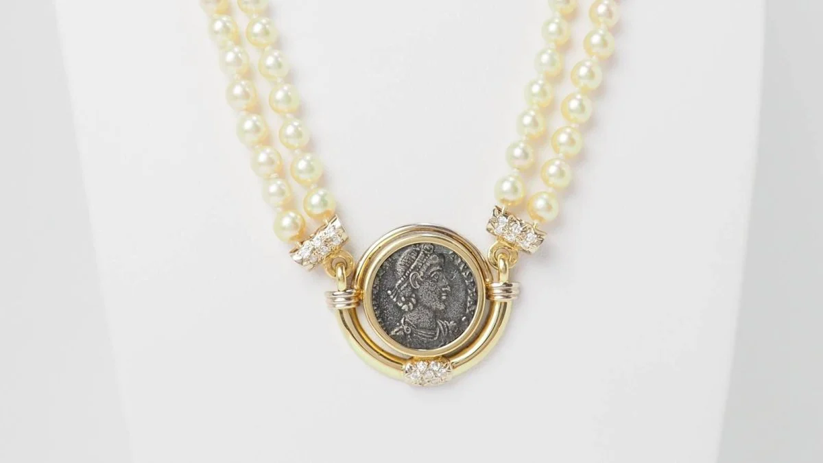 Collier pièce de constance II, perle de culture et diamants en or jaune - Image 3