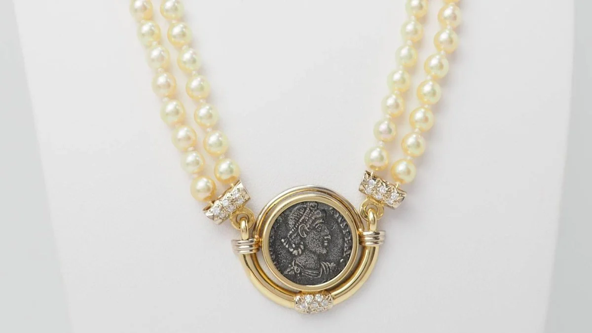 Collier pièce de constance II, perle de culture et diamants en or jaune - Image 4