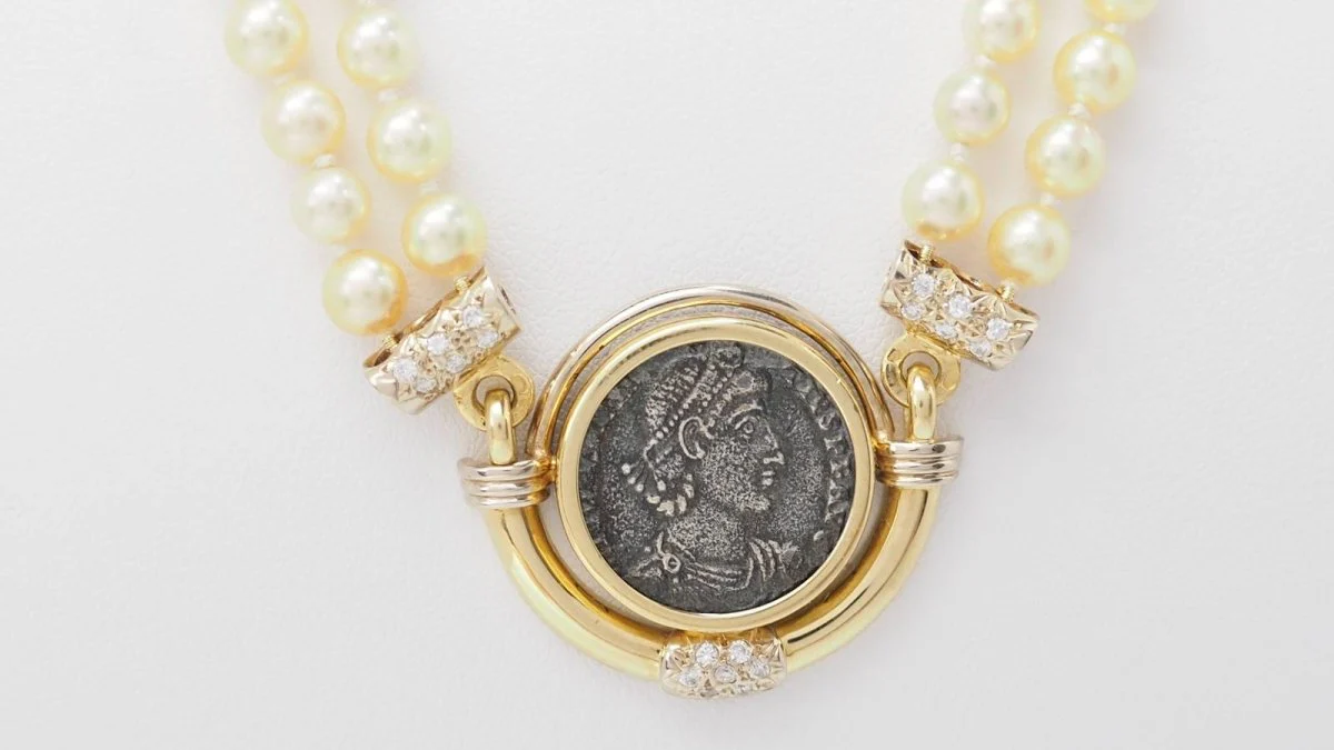 Collier pièce de constance II, perle de culture et diamants en or jaune - Image 5