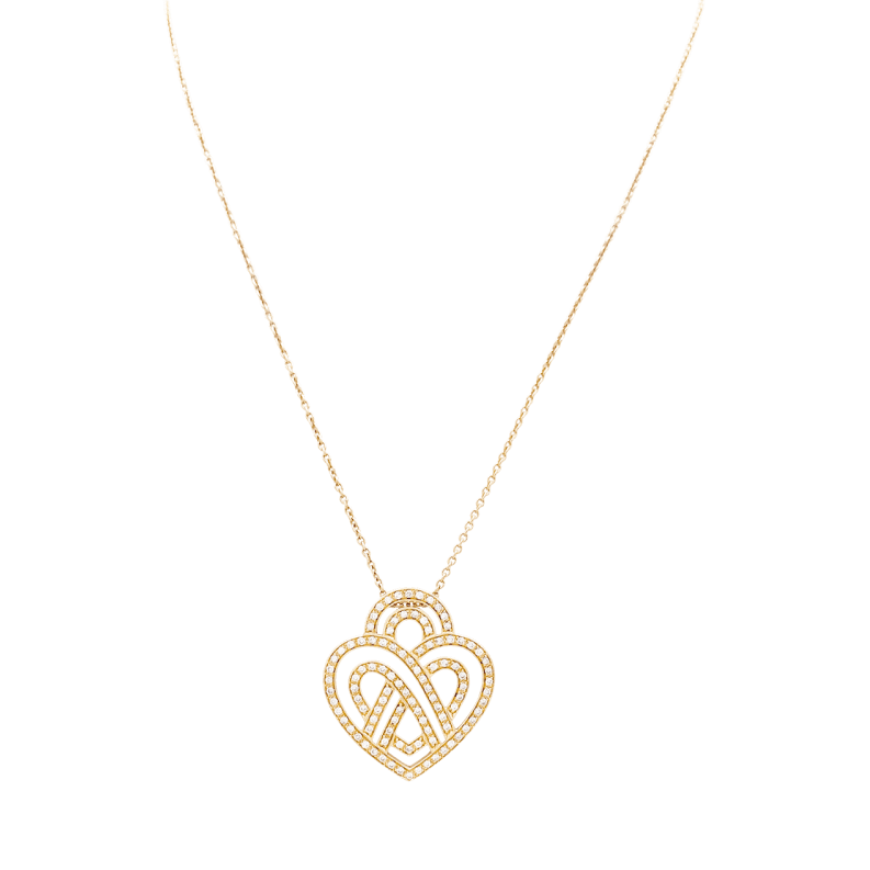 Collier Pendentif POIRAY "Coeur Entrelacé" en or rose et diamants
