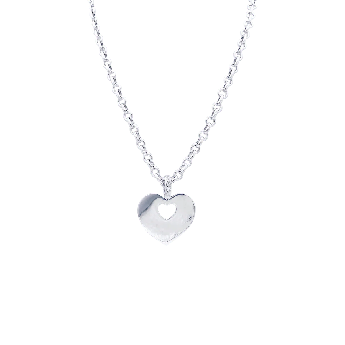 Collier POIRAY "Coeur Secret" or blanc, diamants.