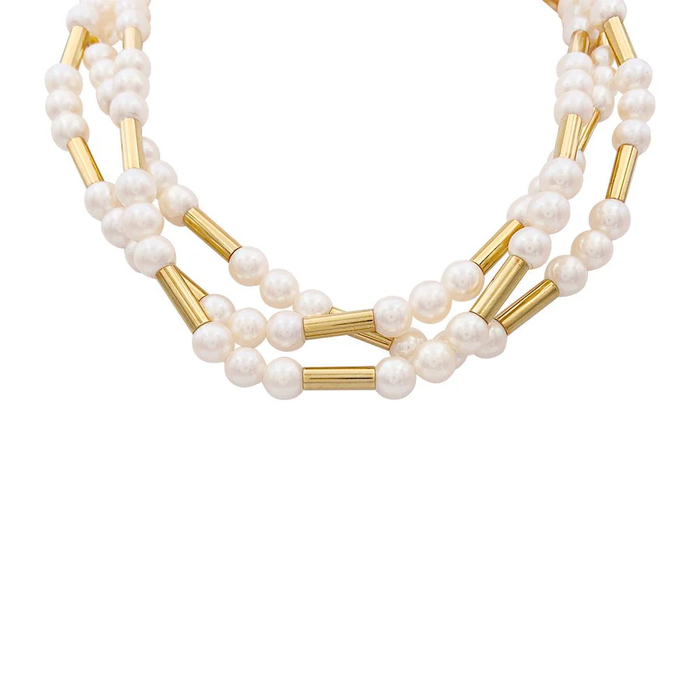 Collier Poiray, "Fuseau", or jaune, perles.