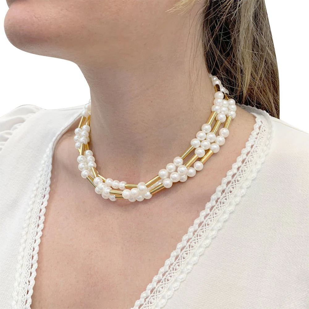 Collier Poiray, "Fuseau", or jaune, perles. - Image 2