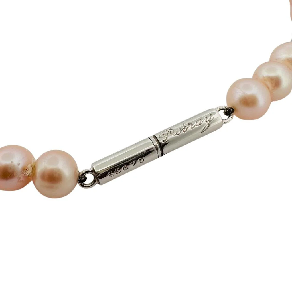 Collier POIRAY "fuseau" en or blanc et perles roses - Image 2