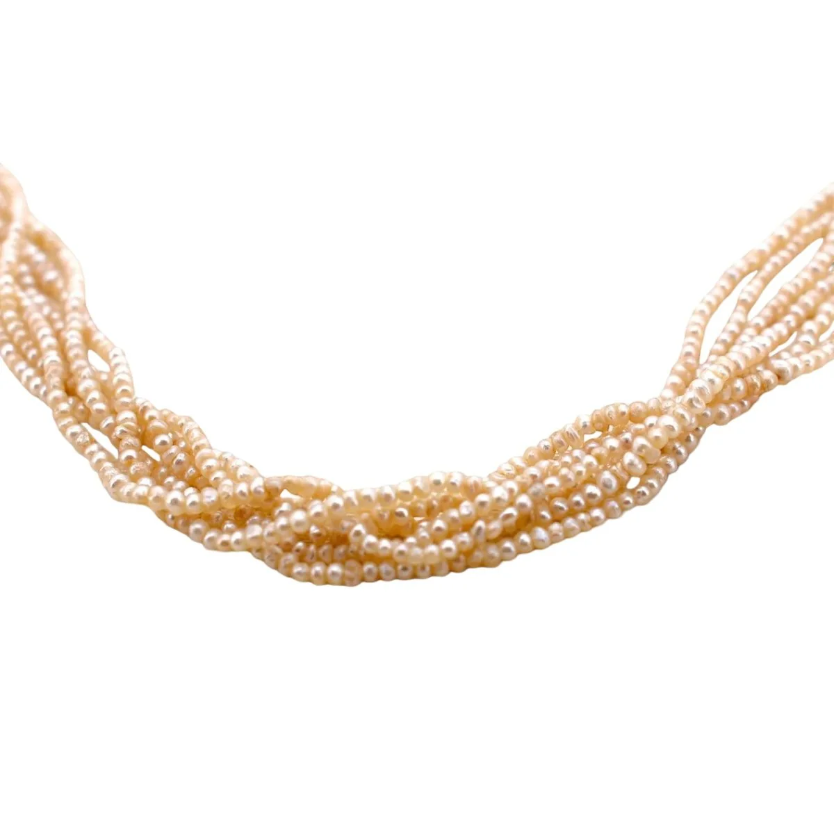 Collier Ras de Cou en or jaune, perles et diamants - Image 14