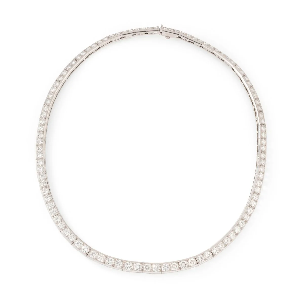 Collier Ras de cou en or blanc, platine et diamants
