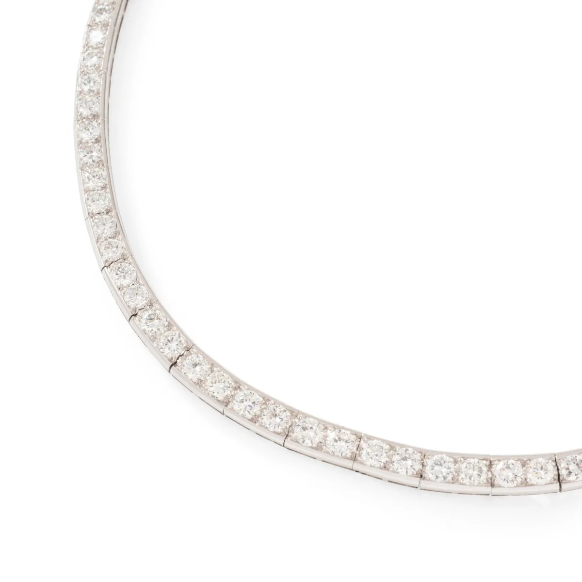 Collier Ras de cou en or blanc, platine et diamants - Image 3