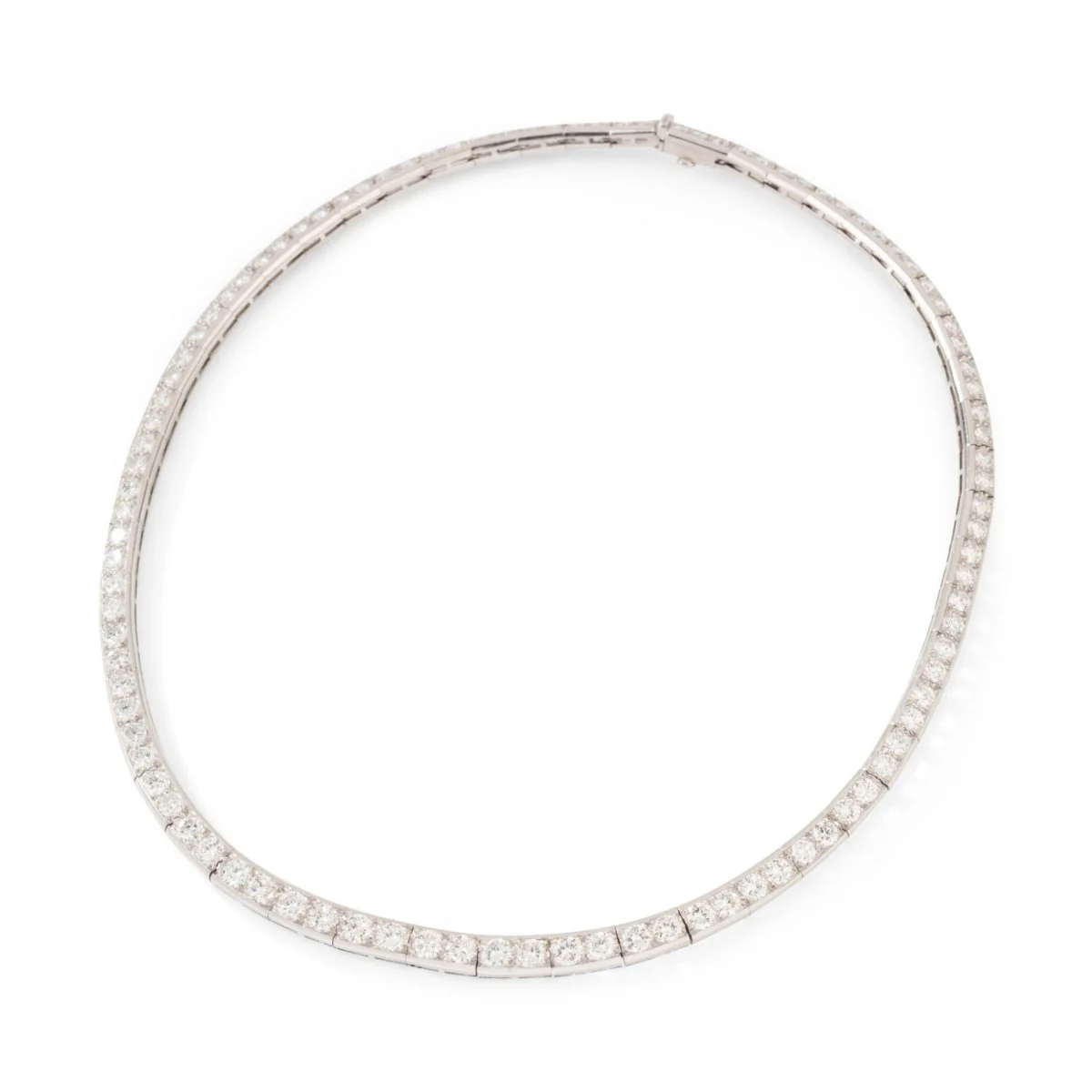 Collier Ras de cou en or blanc, platine et diamants - Image 4