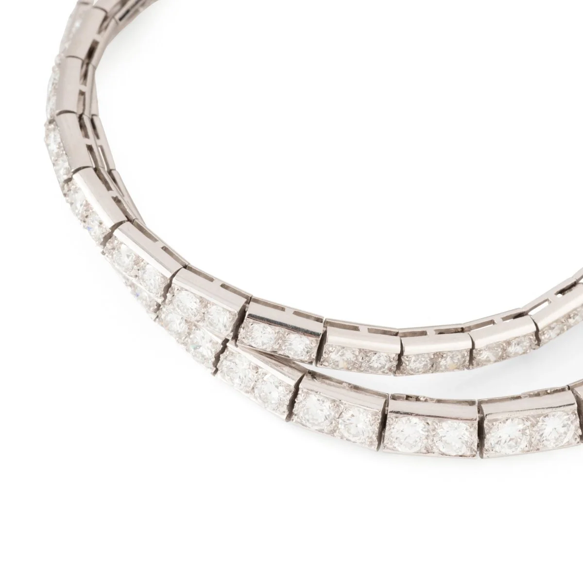 Collier Ras de cou en or blanc, platine et diamants - Image 5