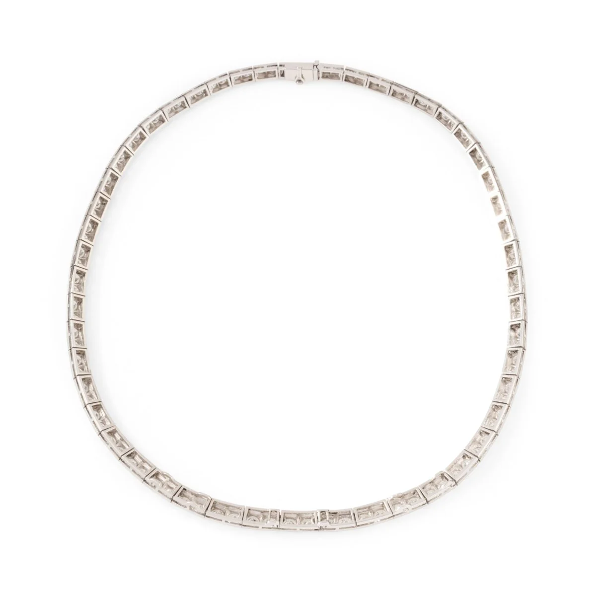 Collier Ras de cou en or blanc, platine et diamants - Image 6