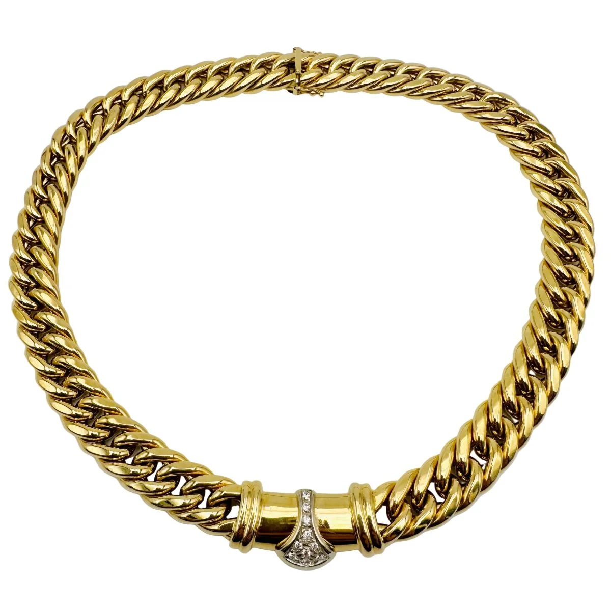 Collier Ras de cou Maille en or jaune et diamants