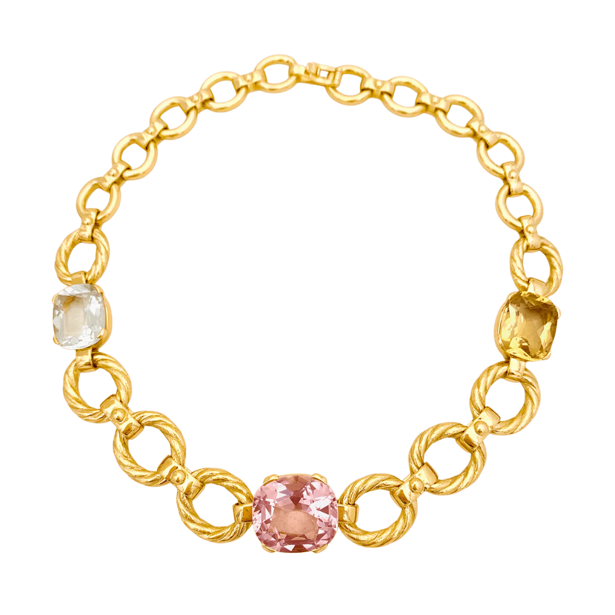 Collier ras de cou en or jaune et béryls