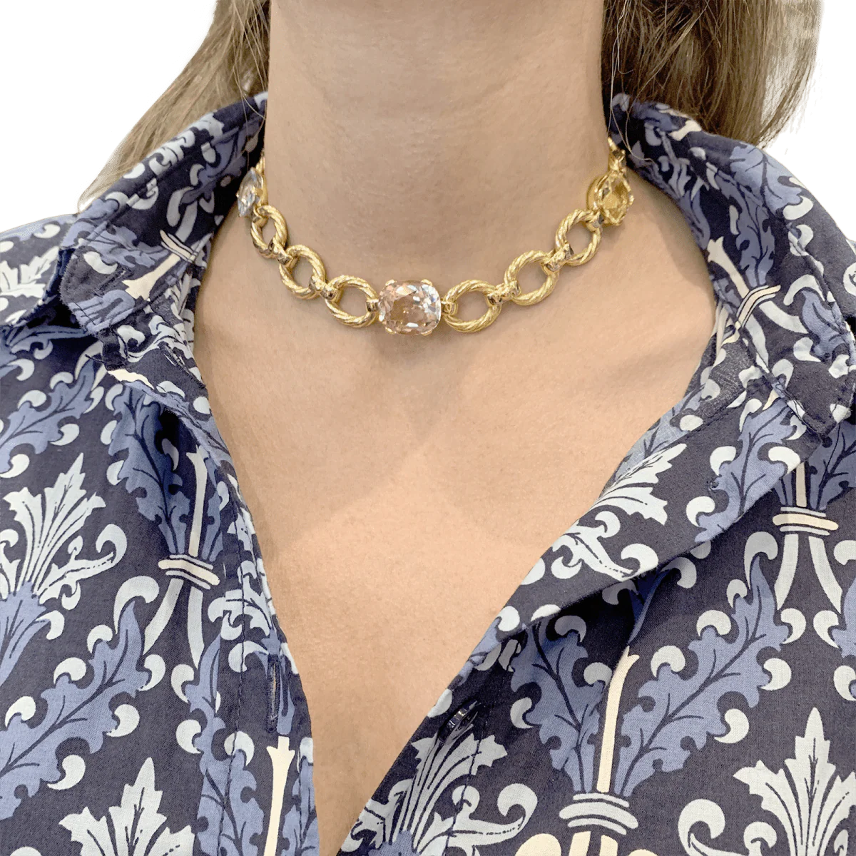 Collier ras de cou en or jaune et béryls - Image 2