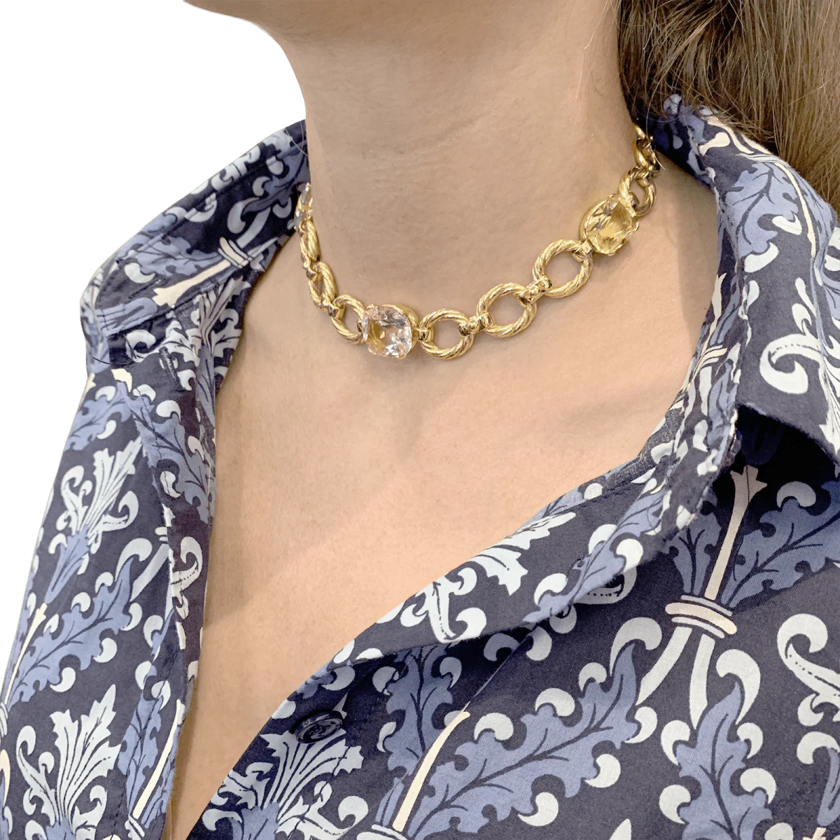 Collier ras de cou en or jaune et béryls - Image 5